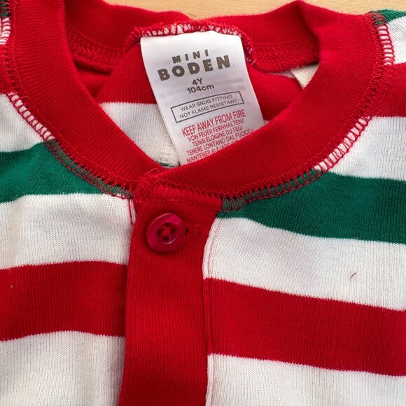 Mini Boden Lot of 2 Pajama Holiday Striped Christmas Unisex Size 4-5Y - Picture 7 of 8